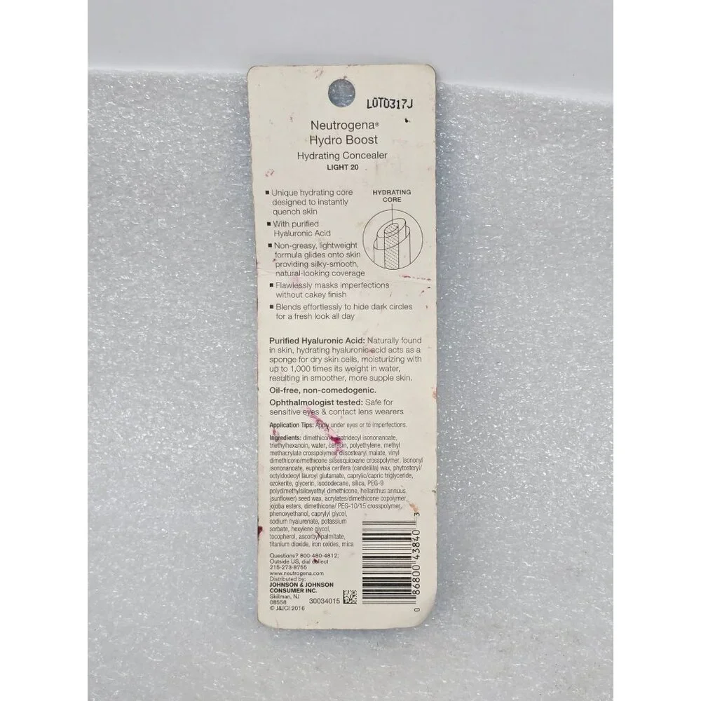Neutrogena Hydro Boost Hydrating Concealer Light 20 With Hyaluronic Acid